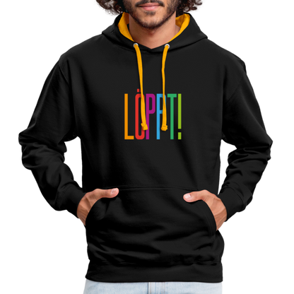 Unisex Kontrast-Hoodie - Löppt! - Schwarz/Gold