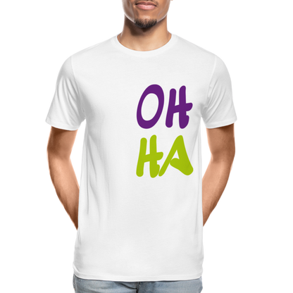 Männer Premium Bio T-Shirt - Oh ha - weiß