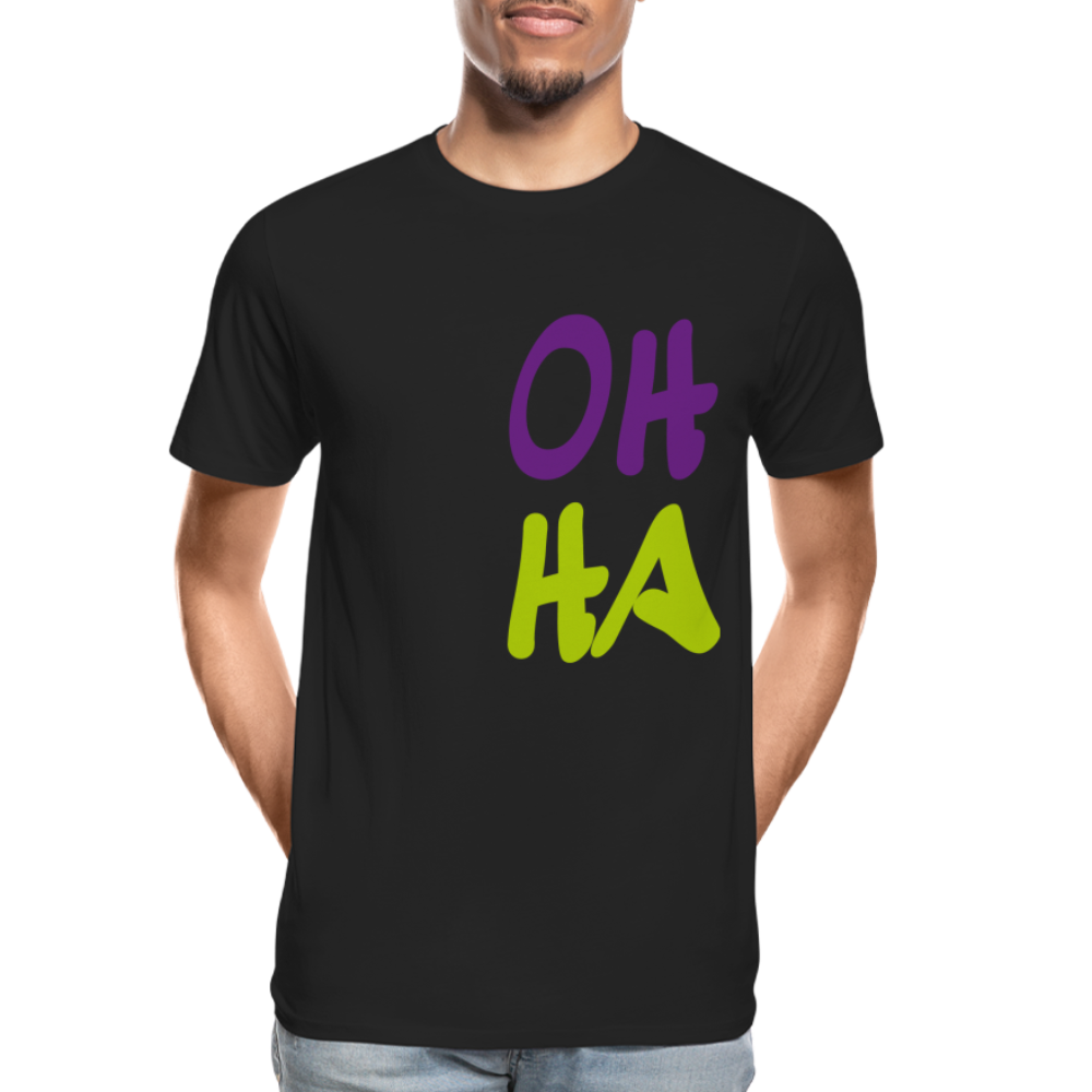 Männer Premium Bio T-Shirt - Oh ha - Schwarz