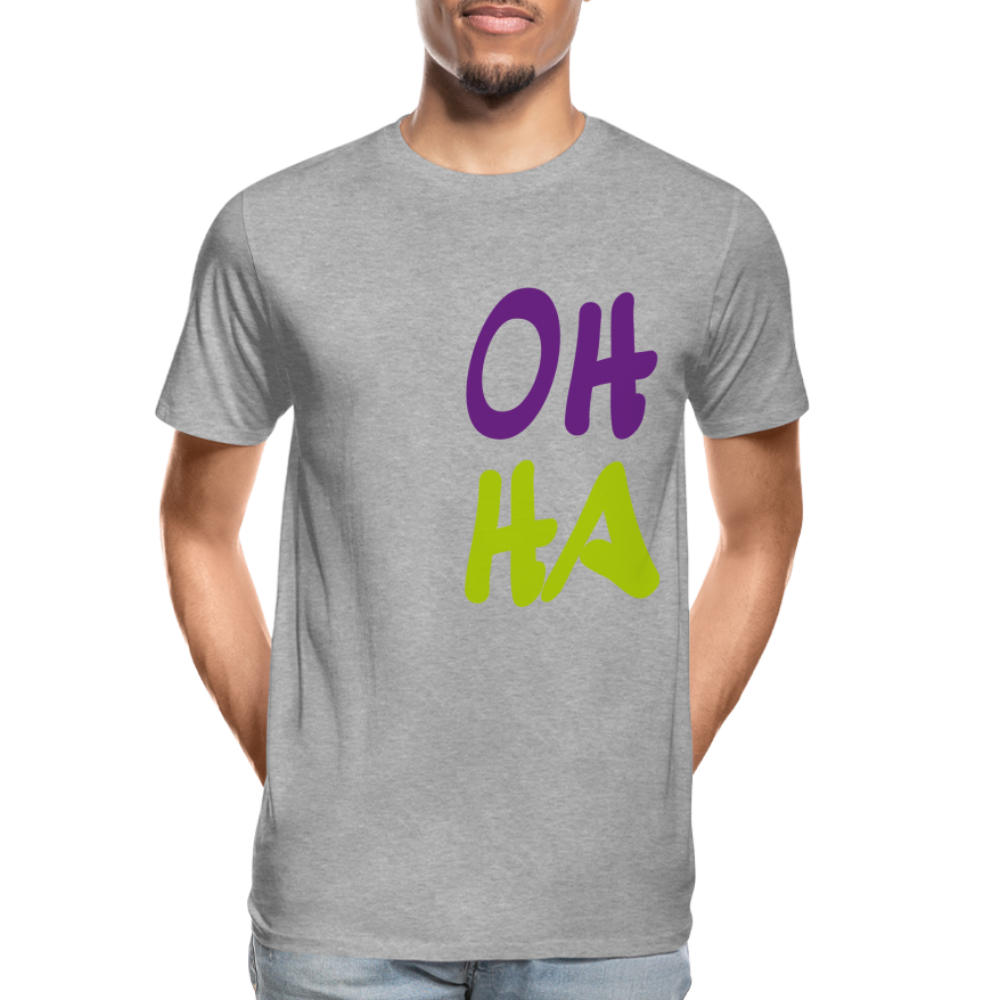 Männer Premium Bio T-Shirt - Oh ha - Grau meliert