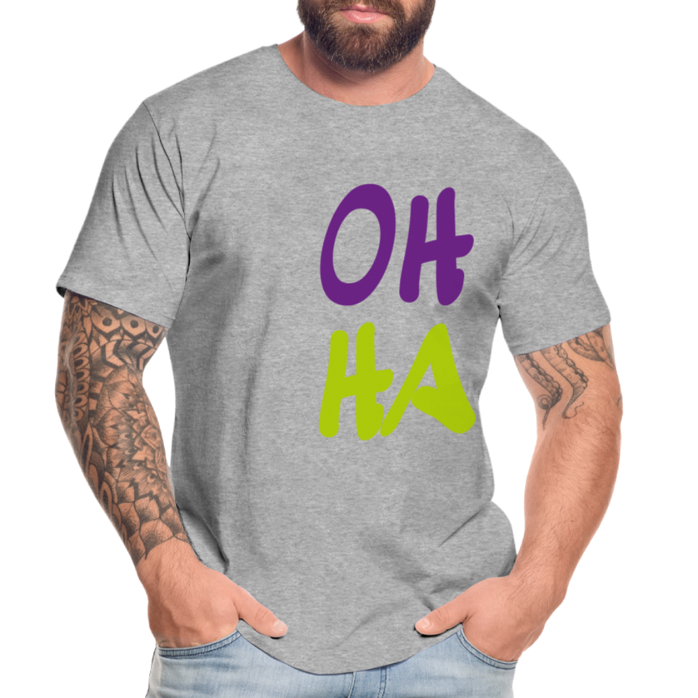 Männer Premium Bio T-Shirt - Oh ha - Grau meliert