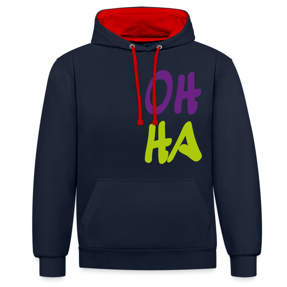 Unisex Kontrast-Hoodie - Oh ha - Navy/Rot