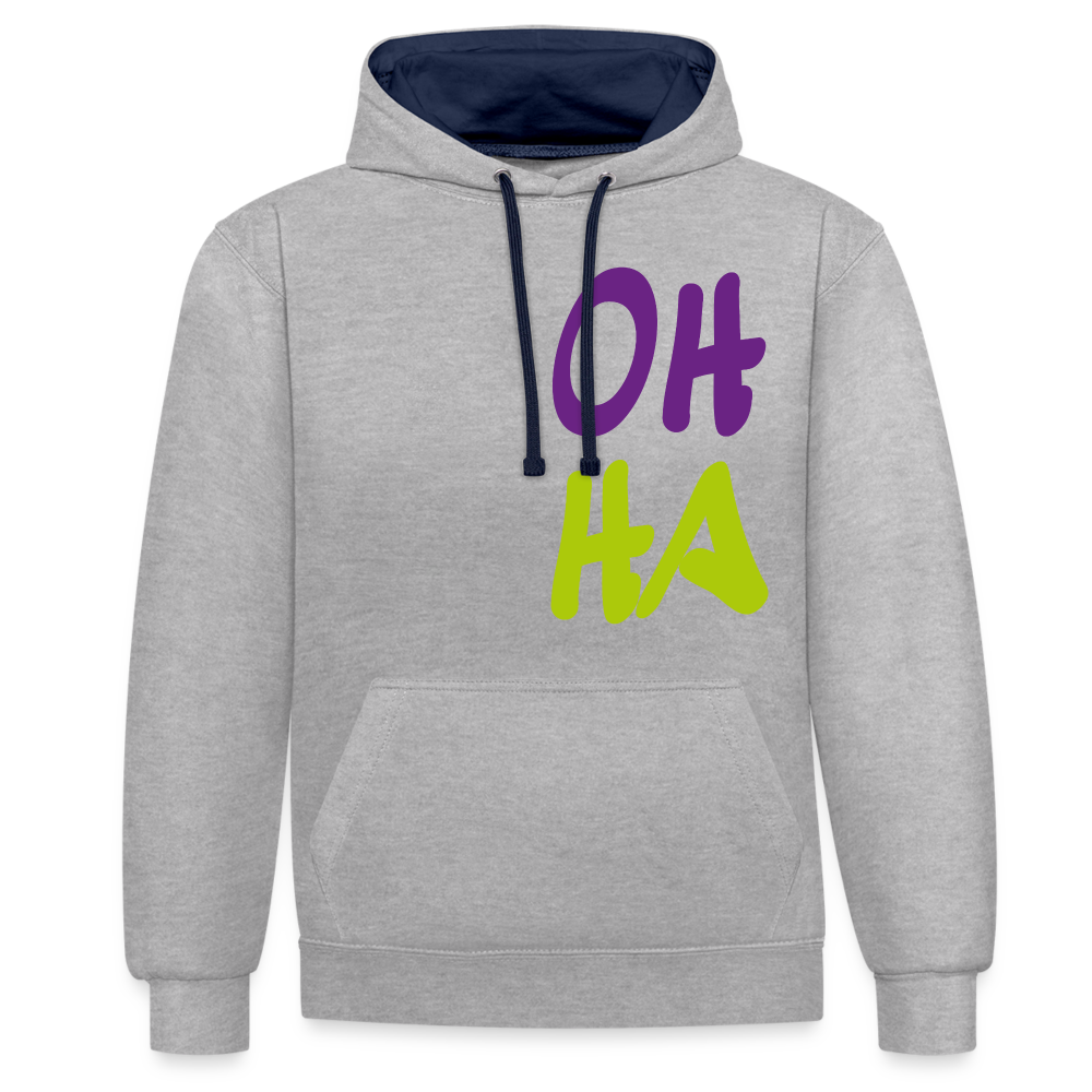 Unisex Kontrast-Hoodie - Oh ha - Grau meliert/Navy