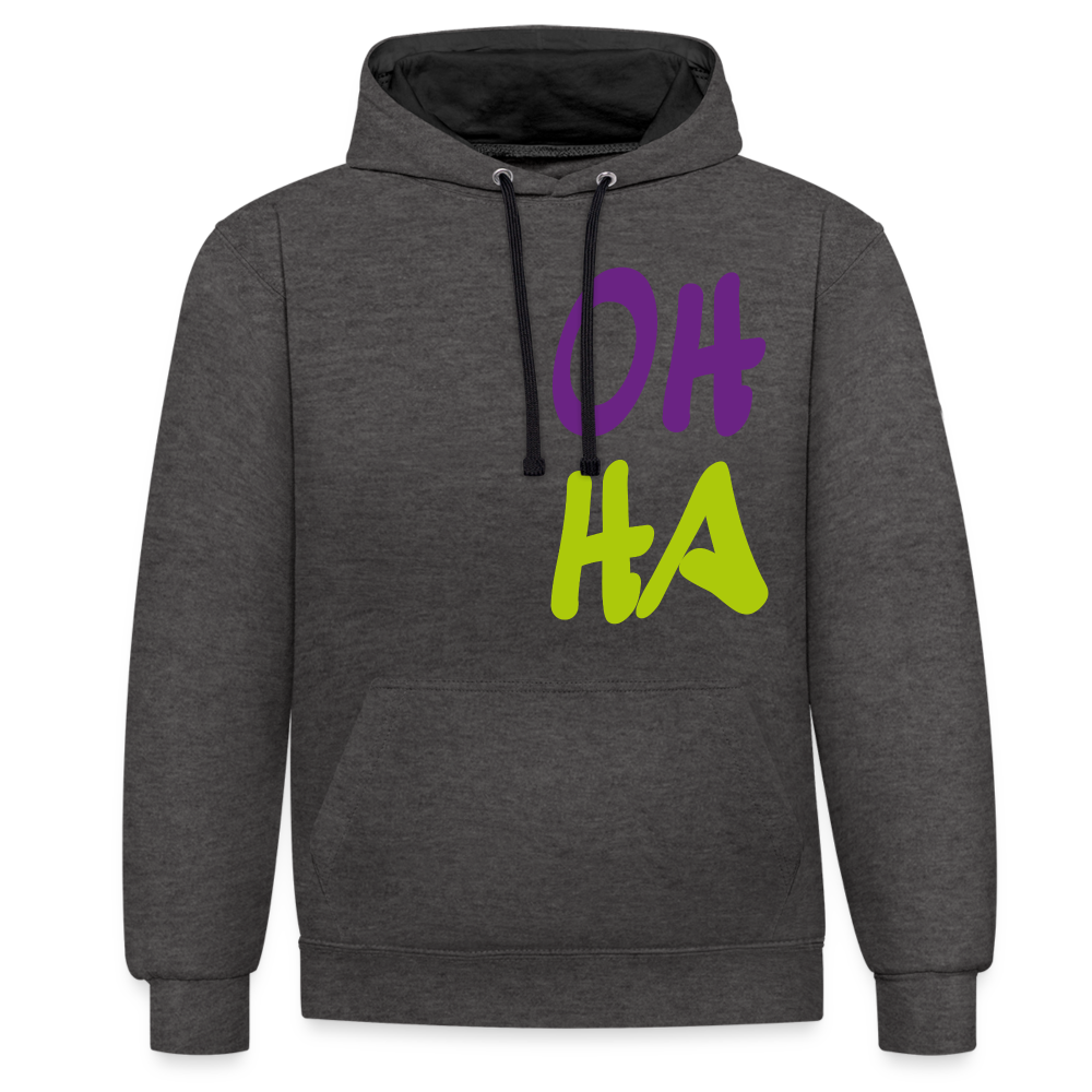 Unisex Kontrast-Hoodie - Oh ha - Anthrazit/Schwarz