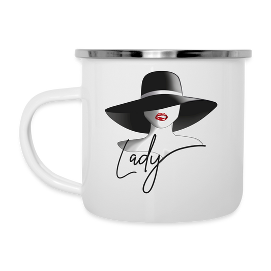 Emaille-Tasse - Lady - weiß